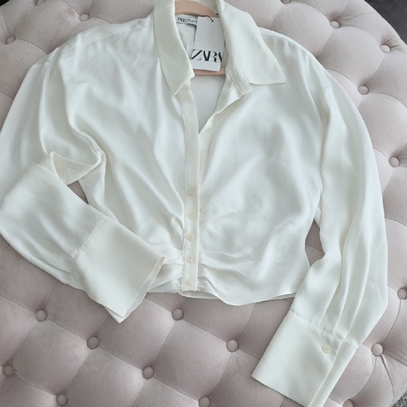 Zara Tops - Zara Cream Button Down Shirt